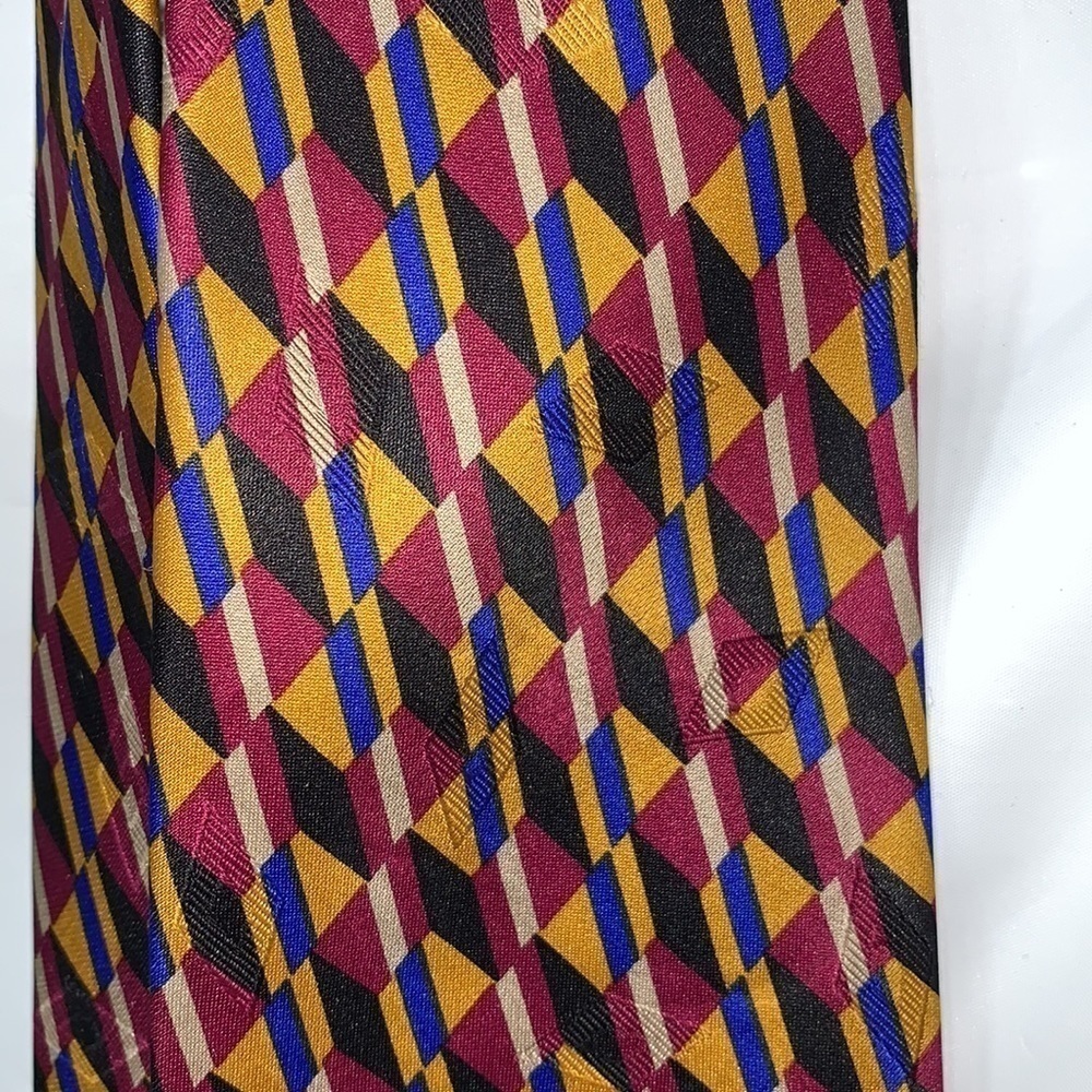 Lorenzo Gold, Plum, Black, and blue Silk Tie 60” L, 4”W